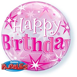 Bubble Ballon Happy Birthday Pink Starbust