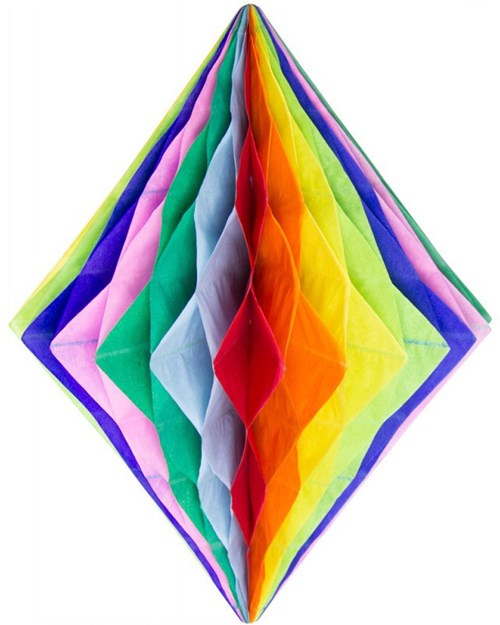 Decoratie Diamant Regenboog 30x24cm