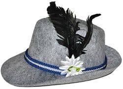 Tiroler Hoed Grijs met Veer