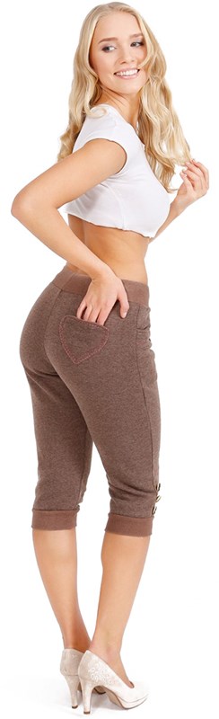 Dames Lederhose Lang Bruin (Joggingstof)-2