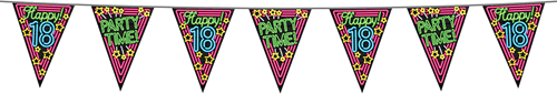 Neon Vlaggenlijn Party 18 Jaar (10m)