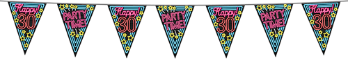 Neon Vlaggenlijn Party 30 Jaar (10m)
