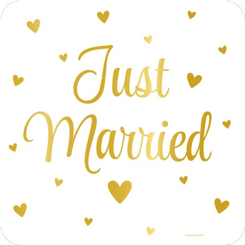 Huldeschild Just Married - 50x50cm