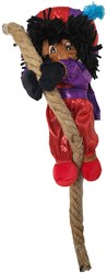 Decoratie Pop Zwarte Piet Shiny aan Touw (25cm)