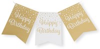Vlaggenlijn Happy Birthday Luxe Goud/Wit (6m)