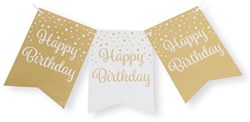 Vlaggenlijn Happy Birthday Luxe Goud/Wit (6m)