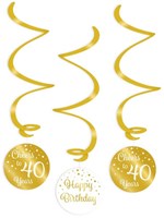 Swirl Decoratie 40 jaar Luxe Goud/Wit (3st)