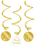 Swirl Decoratie 70 jaar Luxe Goud/Wit (3st)