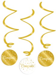 Swirl Decoratie Congrats Luxe Goud/Wit (3st)