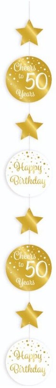 Hangdeco 50 Jaar Luxe Goud/Wit (120cm)