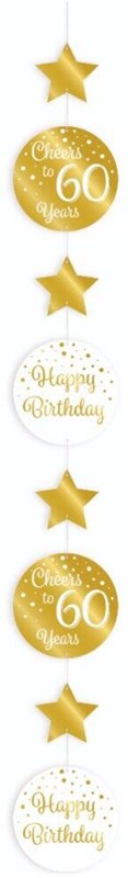 Hangdeco 60 Jaar Luxe Goud/Wit (120cm)