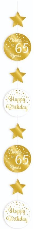 Hangdeco 65 Jaar Luxe Goud/Wit (120cm)