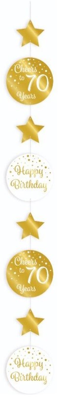 Hangdeco 70 Jaar Luxe Goud/Wit (120cm)