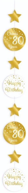 Hangdeco 80 Jaar Luxe Goud/Wit (120cm)