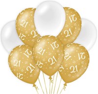 Ballonnen 21 Jaar Luxe Goud/Wit (8st)