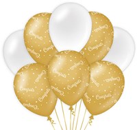 Ballonnen Congrats Luxe Goud/Wit (8st)