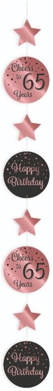 Hangdeco 65 Jaar Luxe Rosé/Zwart (120cm)