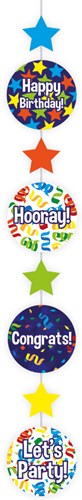 Hangdecoratie Happy Birthday Confetti & Slingers (120cm)