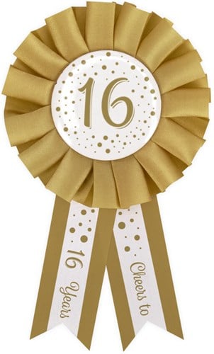 Rozet 16 Jaar Goud/Wit