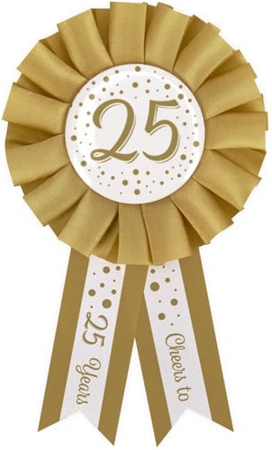 Rozet 25 Jaar Goud/Wit