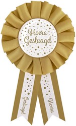 Rozet Geslaagd Goud/Wit