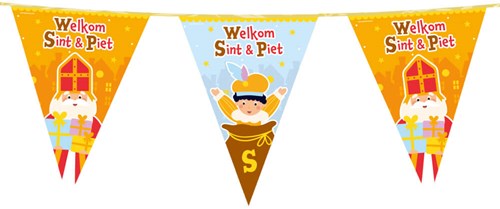 Sinterklaas Vlaggenlijn Welkom Sint & Piet - 10m