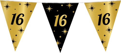 Vlaggenlijn 16 Jaar Classy Goud/Zwart (10m)