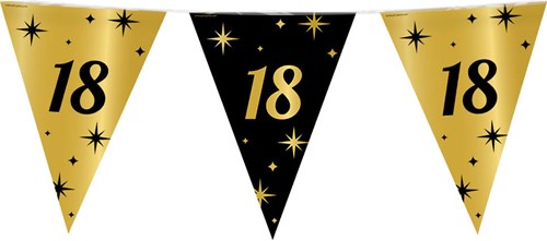 Vlaggenlijn 18 Jaar Classy Goud/Zwart (10m)
