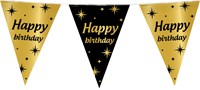 Vlaggenlijn Happy Birthday Classy Goud/Zwart (10m)