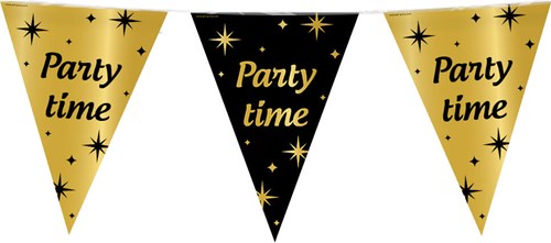Vlaggenlijn Party Time Classy Goud/Zwart (10m)