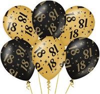 Ballonnen 18 Jaar Classy Goud/Zwart (6st)