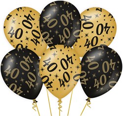 Ballonnen 40 Jaar Classy Goud/Zwart (6st)