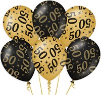 Ballonnen 50 Jaar Classy Goud/Zwart (6st)