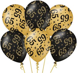 Ballonnen 65 Jaar Classy Goud/Zwart (6st)
