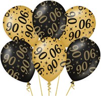Ballonnen 90 Jaar Classy Goud/Zwart (6st)