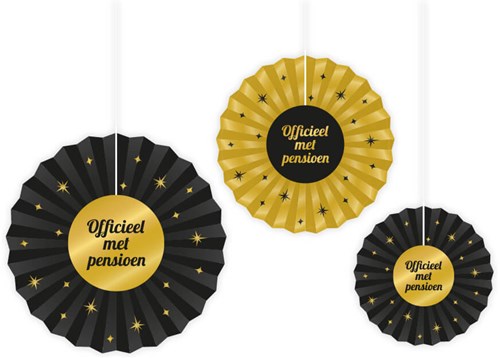 Honeycomb / Waaier Pensioen Classy Goud/Zwart (3st)