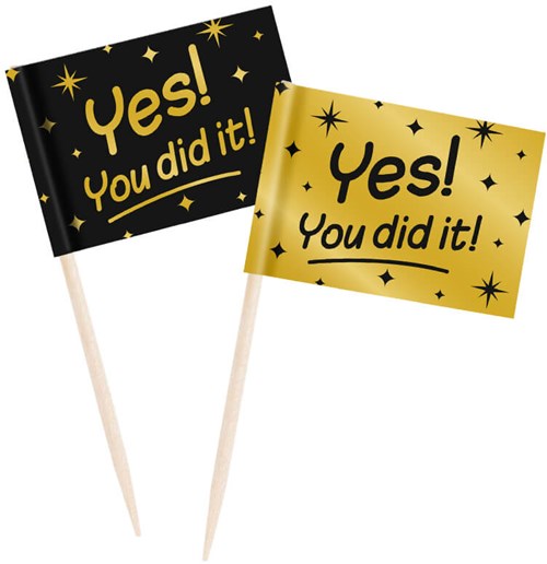 Classy Party Cocktail Prikkers Goud/Zwart You Did It (50st)