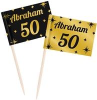 Classy Party Cocktail Prikkers Goud/Zwart Abraham (50st)