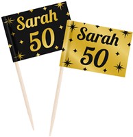 Classy Party Cocktail Prikkers Goud/Zwart Sarah (50st)
