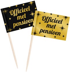 Classy Party Cocktail Prikkers Goud/Zwart Pensioen (50st)