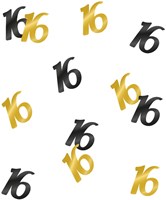 Tafelconfetti 16 Jaar Classy Goud/Zwart