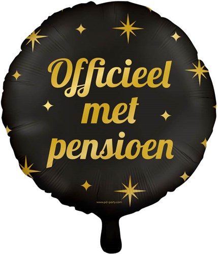 Folieballon "Pensioen" Classy Goud/Zwart (46cm)
