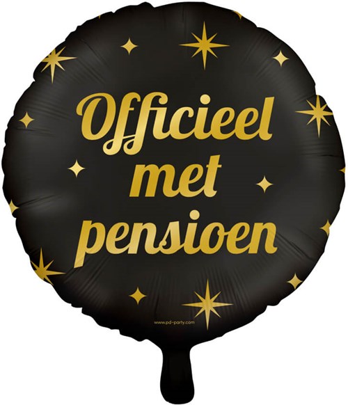 Folieballon "Pensioen" Classy Goud/Zwart (46cm)
