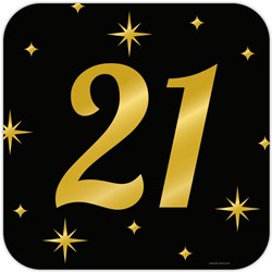 Huldeschild Classy Goud/Zwart 21 Jaar (50cm)