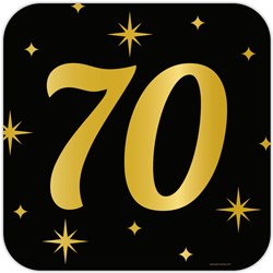 Huldeschild Classy Goud/Zwart 70 Jaar (50cm)