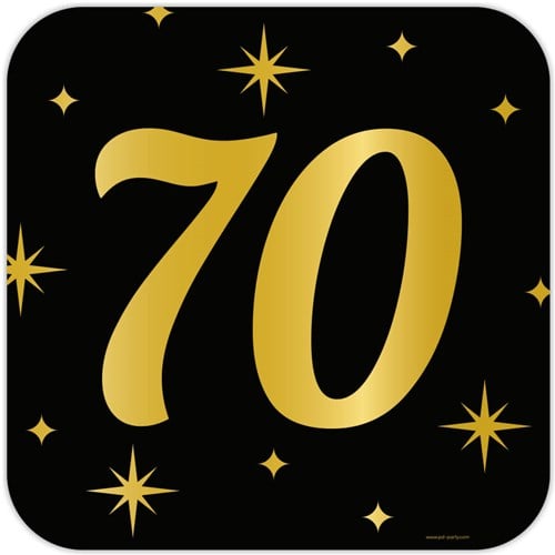 Huldeschild Classy Goud/Zwart 70 Jaar (50cm)