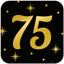 Huldeschild Classy Goud/Zwart 75 Jaar (50cm)