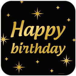 Huldeschild Classy Goud/Zwart Happy Birthday (50cm)