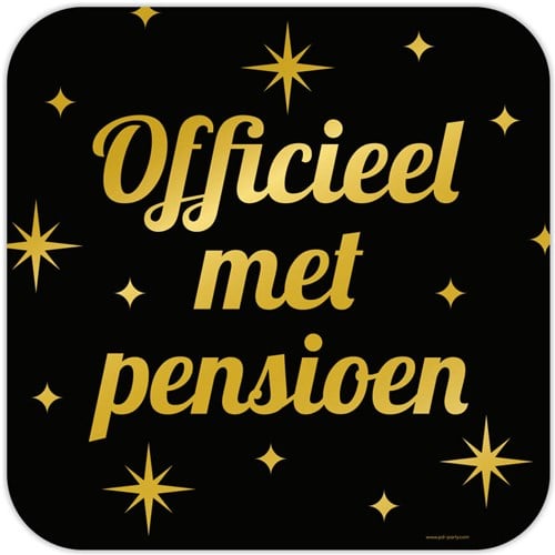 Huldeschild Classy Goud/Zwart Pensioen (50cm)