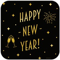 Folie Ballon. Goud/Zwart 17 - Happy New Year - Ebru Alkmaar